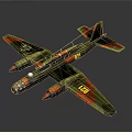 Space Exploration Aircraft With Camouflage Design Red Green Wings And Yellow Number 124