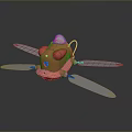 Unique Red Flying Vehicle With Multiple Propellers And Futuristic Cockpit Design