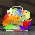 Colorful Floral Tote Bag Check-in Featuring Vibrant Petals and Leaves