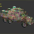 Military Truck With Six Wheels Camouflage Design Mounted Machine Gun And Colorful Cargo