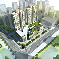 Modern Urban Commercial Complex With High Rise Buildings Green Roof Residential Units And Landscaped Areas