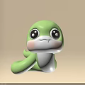 Cute Green Cartoon Snake Toy With Big Eyes Pink Cheeks And Soft Body
