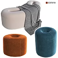 White Orange Blue Velvet Sofa Stools With Padded Seats And Modern Design