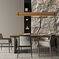 Modern dining table and chair combination chandelier 3d model