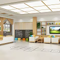 Bright Kindergarten Interior With Wooden Decor Hopscotch Grid And Child Friendly Sofas