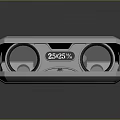 Modern Silver Speaker Device With Dual Round Speakers Digital Display And 2525 Readout