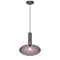 Modern Ribbed Glass Pendant Lights With Black Metal Frame And Copper Accents