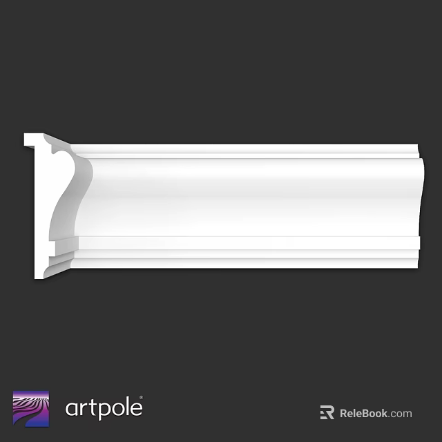 White Architectural Decorative Molding Component with Smooth Curved Edge Design 3d model 