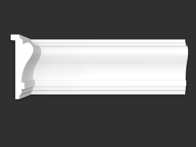 White Architectural Decorative Molding Component with Smooth Curved Edge Design 3d model