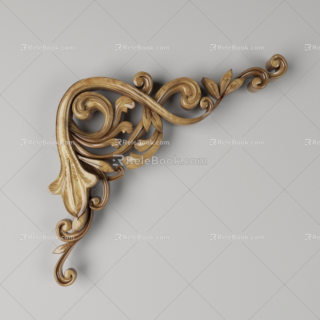 Wood grain carved European style carved modern 3d model