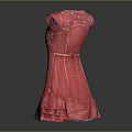 Blue and Pink Denim Sleeveless Dresses With Ruffled Hem and Decorative Details