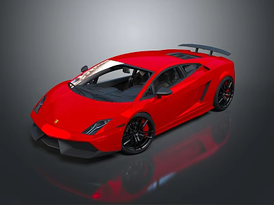 Red Sports Car with Aerodynamic Design Black Alloy Wheels Rear Spoiler and Reflective Surface 3d model