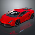 Red Sports Car with Aerodynamic Design Black Alloy Wheels Rear Spoiler and Reflective Surface