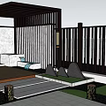 Modern Courtyard Garden Design Featuring Paved Flooring Various Plants And Outdoor Seating Area