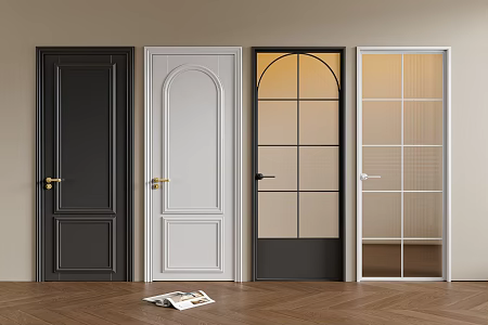 French Single Door Glass Door 3d model