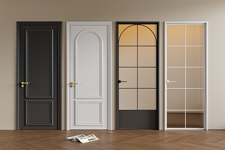 French Single Door Glass Door 3d model