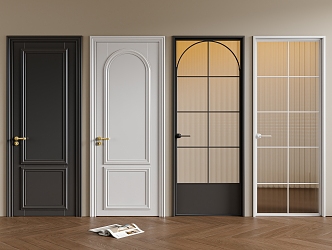 French Single Door Glass Door 3d model