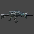 Game Movie Character Weapon With Futuristic Mechanical Design And Blue Accents