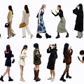 Group of People in Stylish Outfits with Different Poses and Fashion Styles