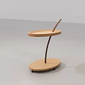 Modern Round Side Table with Curved Metal Frame and Two Circular Cork Surfaces 3d model