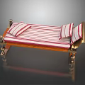 Elegant Massage Bed With Red And White Striped Mattress Gold Metal Decorations And Wooden Frame