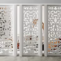 Elegant White Laser Cut Room Divider With Ornate Patterns For Modern Interior 3d model