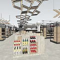 Supermarket Department Store Interior Design With Shelves Product Displays And Shopping Area