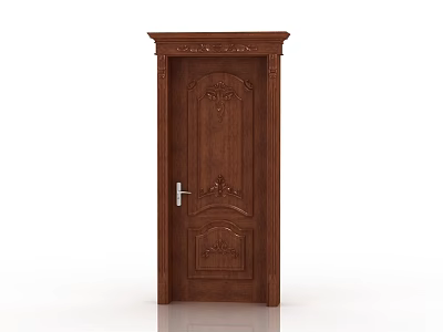 European-style solid wood door 3d model
