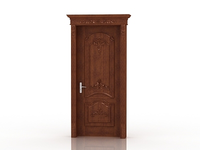 European-style solid wood door 3d model