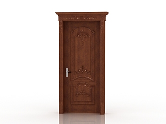 European-style solid wood door 3d model