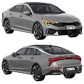 Gray KIA Sedan Car Front And Rear View With LED Lights And Alloy Wheels