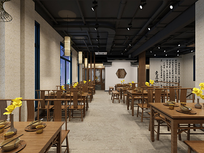 New Chinese Restaurant Chinese Restaurant Buffet Restaurant 3d model