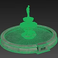 Ornate Garden Fountain With Tiered Stone Structure Statue And Circular Base