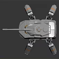 Mechanical Sci Fi Weapon with Four Legged Design and Metallic Cannon Structure 3d model