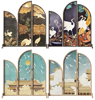 New Chinese-style screen partition 3d model