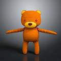Orange Teddy Bear Stuffed Toy With Yellow Ears Red Eyes And Stitched Design