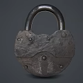 Vintage Metal Door Handle Featuring Ornate Carvings And Decorative Rivet Accents