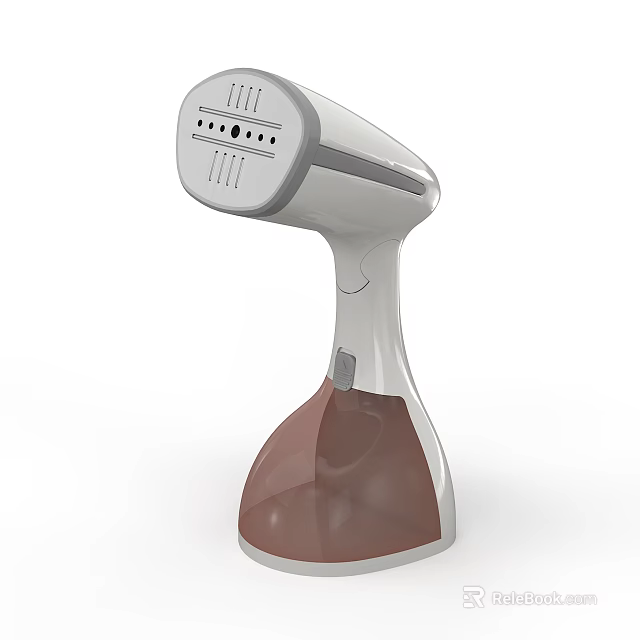 Sleek Handheld Garment Steamer With White And Brown Design As Daily Use Appliance 3d model 