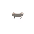 Modern Single Sofa With Translucent Backrest Light Gray Cushion And Black Metal Legs