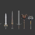 Sub-era weapon sword game props lightsaber hammer 3d model