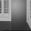 White Double Doors With Glass Panels And Modern Interior Design 3d model
