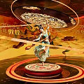 Dunhuang Themed Cultural Art Exhibition Hall Featuring Flying Apsara Dancer And Traditional Murals