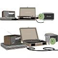 Modern radio sound phonograph clock ornaments 3d model
