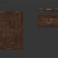 Wooden Tray Table And Cabinet With Door Featuring Simple Design Wood Grain And Decorative Detail