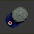 Gray Baseball Cap With Purple Logo Blue Brim And Red White Label