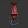 Red Lantern With Decorative Ring Base And Purple Blue Accents Vibrant Design