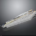 Sleek Modern Luxury Yacht Exterior With White Hull Yellow Accents And Streamlined Design