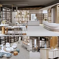 Elegant Specialty Store Interior Design With Display Shelves Sofa And Tables