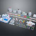 Various Colorful Miniature Building Train Vehicle Models Display Set Collection