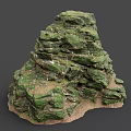 Green Layered Natural Stone Rock Formation With Textured Surfaces And Earthy Undertones